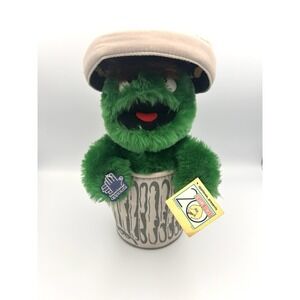 Vintage Sesame Street Muppet Oscar The Grouch Trash Can 12" Plush
